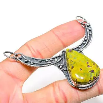 Подвеска из натурального драгоценного камня атлантисит ручной работы из стерлингового серебра 925 пробы 2,44 дюйма c9S53