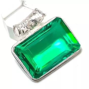 Подвеска из натурального драгоценного камня цаворит ручной работы из стерлингового серебра 925 пробы 1,38 дюйма J8y66