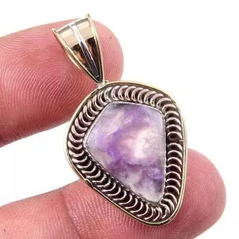 Подвеска из натурального драгоценного камня чароит из стерлингового серебра 925 пробы в двух тонах 1,50 O7G87