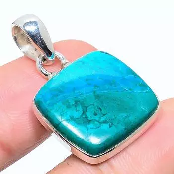 Подвеска из натурального драгоценного камня хризоколла из стерлингового серебра 925 пробы 1,38 дюйма I3K71