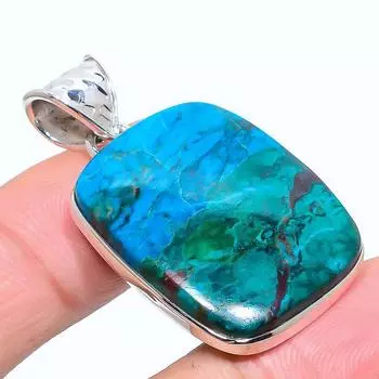 Подвеска из натурального драгоценного камня хризоколла из стерлингового серебра 925 пробы 1,77 дюйма R1C29
