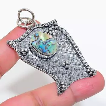 Подвеска из натурального драгоценного камня из стерлингового серебра 925 пробы с ракушкой абалон 2,40 дюйма t2W99