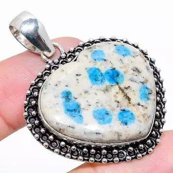 Подвеска из натурального драгоценного камня K2 Blue Azurite из стерлингового серебра 925 пробы 1,93 дюйма b0c95