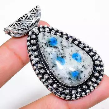 Подвеска из натурального драгоценного камня K2 Blue Azurite из стерлингового серебра 925 пробы 2,21 дюйма r6h75