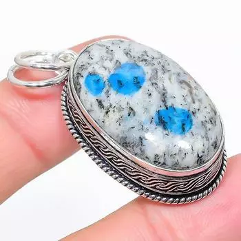 Подвеска из натурального драгоценного камня K2 Blue Azurite из стерлингового серебра 925 пробы 1,89 дюйма W2v21