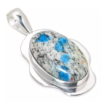 Подвеска из натурального драгоценного камня K2 Blue Azurite из стерлингового серебра 925 пробы 2,21 дюйма s5e96