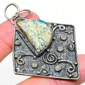 Подвеска из натурального драгоценного камня K2 Blue Azurite из стерлингового серебра 925 пробы 2,68 дюйма l6J67