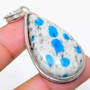 Подвеска из натурального драгоценного камня K2 Blue Azurite из стерлингового серебра 925 пробы 2,09 дюйма W4b27