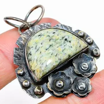 Подвеска из натурального драгоценного камня K2 Blue Azurite из стерлингового серебра 925 пробы 1,97 дюйма H9Z13