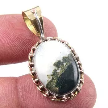 Подвеска из натурального драгоценного камня кровавик 925 пробы из стерлингового серебра в двух тонах 1,25 дюйма E7R10