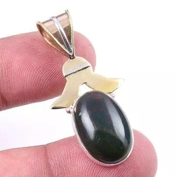 Подвеска из натурального драгоценного камня кровавик 925 пробы из стерлингового серебра в двух тонах 1,75 дюйма n2j30