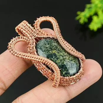 Подвеска из натурального драгоценного камня-кровавого камня ручной работы из медной проволоки 2.17 Y5N38