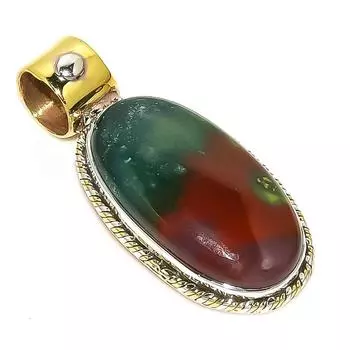 Подвеска из натурального драгоценного камня «кровавый камень» из двухцветного цельного серебра 925 пробы 1,50 дюйма k7t93