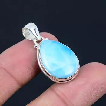 Подвеска из натурального драгоценного камня Ларимар, серебро 925 пробы, драгоценный камень в форме капли груши, подвеска ручной работы, ювелирный подарок на День святого Валентина синий