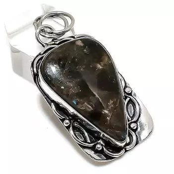 Подвеска из натурального драгоценного камня Ларвикит ручной работы из стерлингового серебра 925 пробы 2,17 дюйма L6B87
