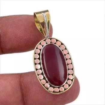 Подвеска из натурального драгоценного камня мукаит из стерлингового серебра 925 пробы в двух тонах 1,50 дюйма a5m68