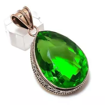 Подвеска из натурального драгоценного камня перидот из меди ручной работы 2,17 дюйма I3v85
