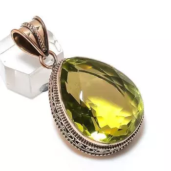 Подвеска из натурального драгоценного камня перидот из меди ручной работы 1,97 дюйма F7z44