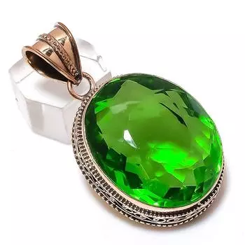 Подвеска из натурального драгоценного камня перидот из меди ручной работы 2,01 дюйма M2O97