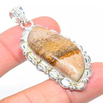 Подвеска из натурального драгоценного камня Пикассо Джаспер из стерлингового серебра 925 пробы 2,21 дюйма I3l08