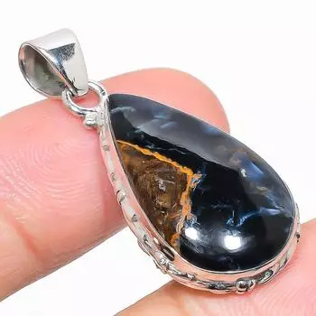 Подвеска из натурального драгоценного камня Питерсит из стерлингового серебра 925 пробы 1,50 дюйма q4y18