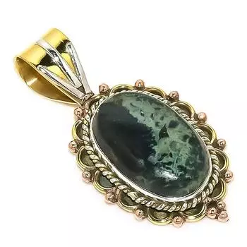 Подвеска из натурального драгоценного камня Питерсит из стерлингового серебра 925 пробы, двухцветная, 1,50 дюйма, Q3P05