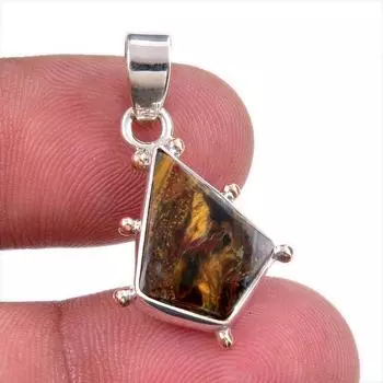 Подвеска из натурального драгоценного камня Питерсит из стерлингового серебра 925 пробы 1,25 дюйма D0h07
