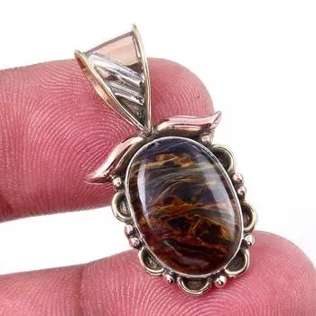 Подвеска из натурального драгоценного камня Питерсит из стерлингового серебра 925 пробы в двухцветном исполнении 1,25 дюйма q7d85