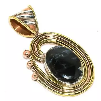 Подвеска из натурального драгоценного камня Питерсит из стерлингового серебра 925 пробы, двухцветная, 1,50 дюйма, N1A22