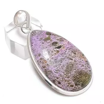 Подвеска из натурального драгоценного камня пурпурит ручной работы из стерлингового серебра 925 пробы 2,21 дюйма D8b64