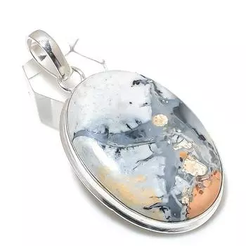 Подвеска из натурального драгоценного камня яшмы Малигано из стерлингового серебра 925 пробы 2,56 дюйма V2s29