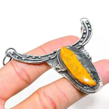 Подвеска из натурального драгоценного камня яшмы шмеля из стерлингового серебра 925 пробы 2,84 дюйма t2M43