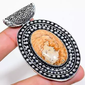 Подвеска из натурального драгоценного камня яшмы из стерлингового серебра 925 пробы 2,68 дюйма I2J63