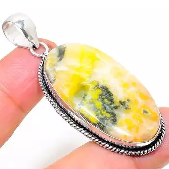 Подвеска из натурального драгоценного камня яшмы шмеля из стерлингового серебра 925 пробы 2,29 дюйма u6u88