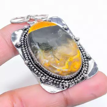 Подвеска из натурального драгоценного камня яшмы шмеля из стерлингового серебра 925 пробы 2,29 дюйма Q6d81