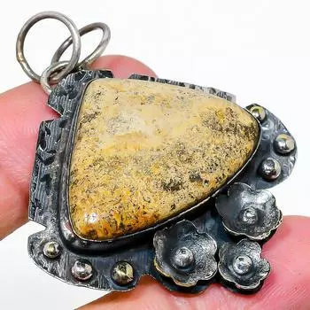 Подвеска из натурального драгоценного камня яшмы из стерлингового серебра 925 пробы 2,17 дюйма K7e16