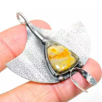 Подвеска из натурального драгоценного камня яшмы шмеля из стерлингового серебра 925 пробы 2,44 дюйма R5B47