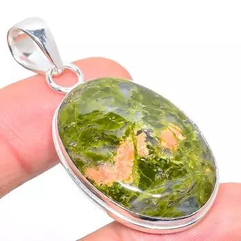 Подвеска из натурального драгоценного камня унакит ручной работы из стерлингового серебра 925 пробы 2,13 дюйма P4K48