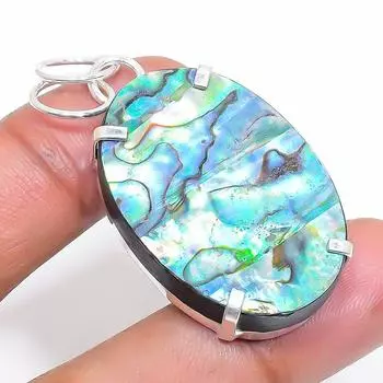 Подвеска из натурального драгоценного камня в виде ракушки абалон из стерлингового серебра 925 пробы 1,97 дюйма D5Y66