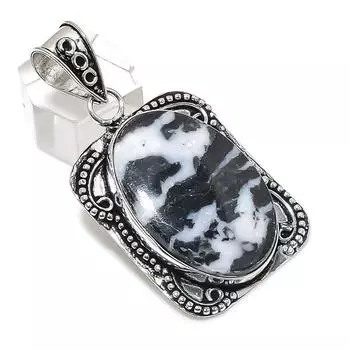 Подвеска из натурального драгоценного камня Zebra Jasper из стерлингового серебра 925 пробы 2,21 дюйма s2n43