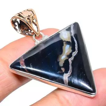 Подвеска из натурального драгоценного камня зебровая яшма из стерлингового серебра 925 пробы в двух тонах 1,97 дюйма d9p29