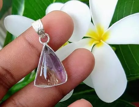 Подвеска из натурального двухцветного аметрина из стерлингового серебра 925 пробы, 1 дюйм, Рождество 1 inch