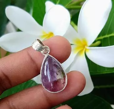 Подвеска из натурального двухцветного аметрина из стерлингового серебра 925 пробы 1 дюйм на Рождество 1 Inch