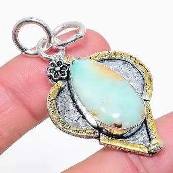 Подвеска из натурального двухцветного хризопраза из стерлингового серебра 925 пробы 2,05 дюйма M0T28