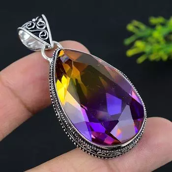 Подвеска из натурального двухцветного турмалина из стерлингового серебра 925 пробы 2,29 дюйма u6n97