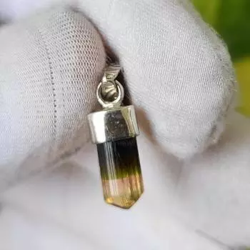 Подвеска из натурального двухцветного турмалина из стерлингового серебра 925 пробы A118 в подарок
