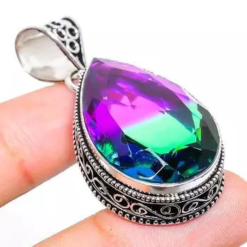 Подвеска из натурального двухцветного турмалина из стерлингового серебра 925 пробы 2,01 дюйма q5j90