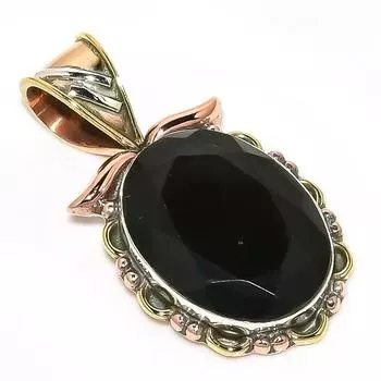 Подвеска из натурального дымчатого кварца двухцветная из цельного серебра 925 пробы 1,30 e8V94