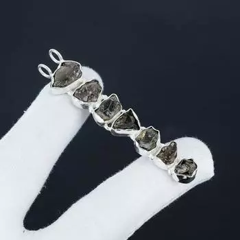 Подвеска из натурального дымчатого кварца с необработанным серебряным камнем из стерлингового серебра 925 пробы — дизайн ручной работы, повседневная одежда, подарок на день рождения 2.95 коричневый