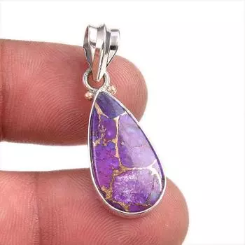 Подвеска из натурального фиолетового медно-бирюзового драгоценного камня из цельного серебра 925 пробы 1,5 дюйма Y1c29